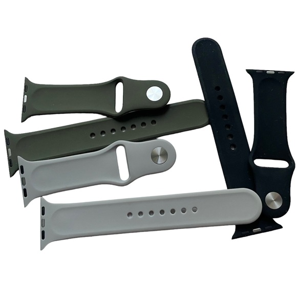 NEW 3 Silicone Sport Band Bundle Apple Watch 38/40/41mm M/L Black Olive Gray - Picture 4 of 7